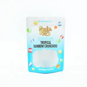 Venta al por mayor etiquetas privadas personalizadas pequeñas de pie caramelos de goma bola de goma caramelo de gelatina bolsa de dulces liofilizados