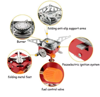 Réchaud de Camping Portable brûleur BBQ pique-nique réchaud extérieur pliable camping mini carré pliant coupe-vent réchaud à gaz Butane
