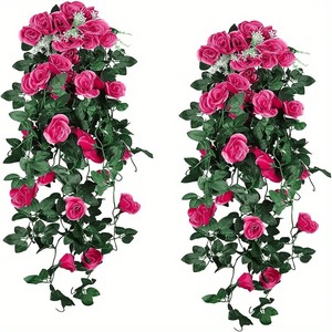 Wan Lisen Artificial Rose Wall Hanging Decoration Plastic Silk <b>Flower</b> <b>Basket</b> <b>For</b> Indoor Outdoor Decor - Product Image 5