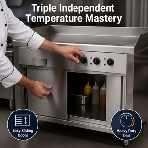 Commercial Floor Standing Electric Flat Top Griddle 12kW 16kW 380V Restaurant Grill for Burger Steak Breakfast Kitchen - Product Image 4