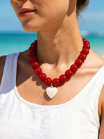 Kalung Manik Akrilik Bulat Bohemian 20MM Liontin Hati Lepas Pasang Geometris Musim Panas Pantai Sehari-hari Berlapis Liburan Hadiah