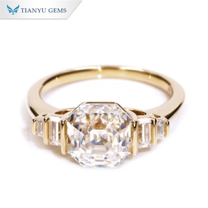 Tianyu Gems personalizado 14K/18k oro amarillo sólido Moissanite anillo Asscher corte compromiso diamante anillo para dama - Product Image 2