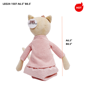 Peluche Gatto Creativo Stile Moderno con Vestito Rosa, Set Gatto Imbottito a Gambe Lunghe, Morbido Tessuto in Cotone, Bambola di Pezza per Regalo Bambina - Product Image 4