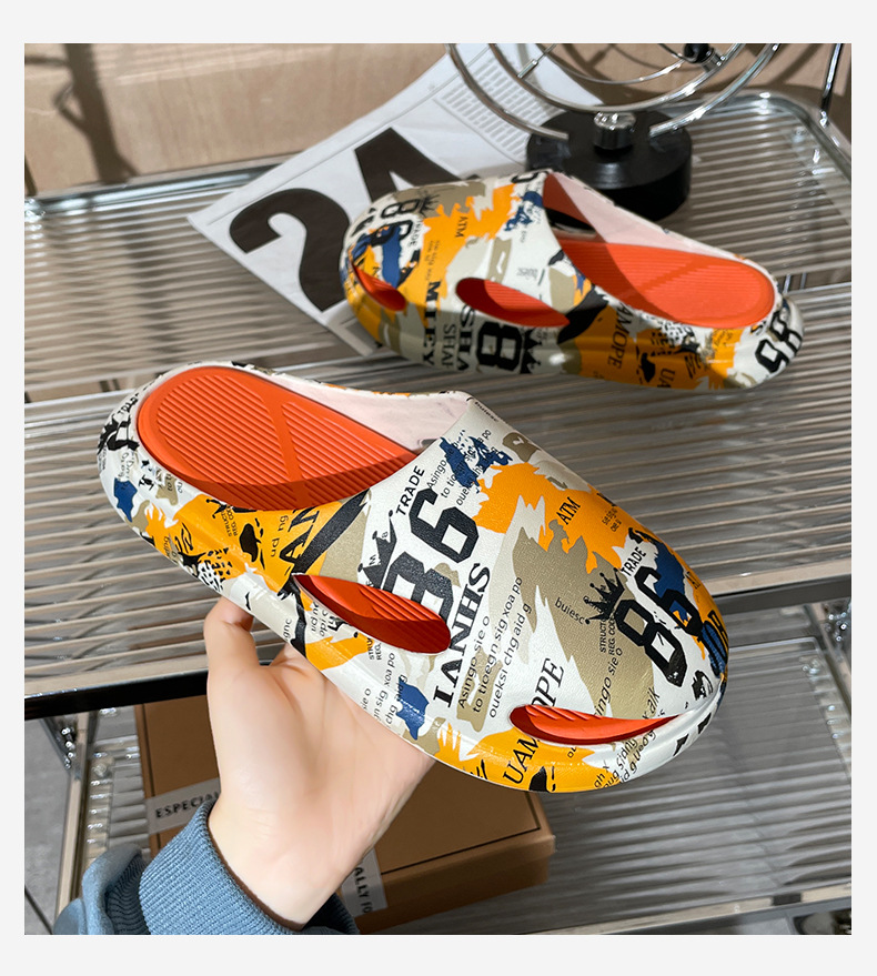 Unisex Anti-slip Soft Women EVA Outdoor Slipper Summer Beach Shoes Women and Men Printing Slides