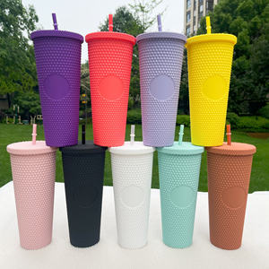 Vente chaude Durian Cup Personnalisé En Plastique Multicolore Diamant Durian Bouteille D'eau gobelet <span class=keywords><strong>tasse</strong></span> Avec Couvercle Paille - Product Image 5