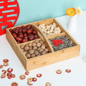 Bandeja de Almacenamiento de Madera Roja con Cuatro Compartimentos, Caja Rectangular para Dulces, Accesorios, Plato para Frutas, Tipo Vertical DS 1204 - Product Image 2