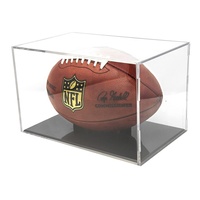 Individueller Würfel mit klarer Abdeckung schwarzer Boden Pmma Plexiglas Acryl Fußball Rugby Ball Basketball Displayständer Box Fußball-Displayetui