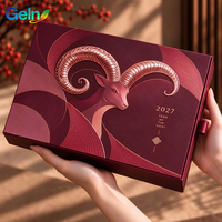 Boîte à tiroir rigide vide personnalisée en relief 3D, luxe bordeaux, Année du Chèvre 2027, emballage cadeau pour thé, cosmétiques, bijoux