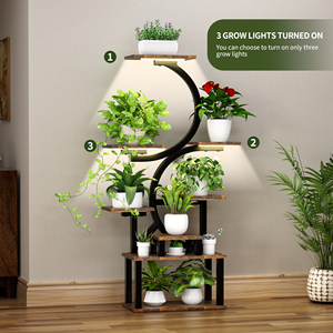 Soporte de plantas de interior de 8 niveles con 5 luces de cultivo, 10 niveles de atenuación gradual, tubo de acero metálico grueso y duradero de 0.8 mm para interiores - Product Image 4