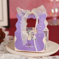 Boîte à bonbons décorative personnalisable pour mariage et festival, luxueuse, recyclable, pliable, en carton C1S ivoire avec pelliculage mat