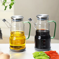 Pot à Huile et Vinaigre en Verre Soufflé à la Main, Moderne, Transparent, Épaissi, Personnalisable avec Logo, Compatible Micro-ondes, pour Cuisine et Camping, en Acier Inoxydable