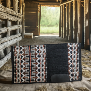 Couverture de selle classique western en laine durable, artisanale et de qualité supérieure, en polycoton, pour équipement équestre, sports équestres, équitation sur sentier et concours de baril. - Product Image 1
