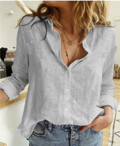 Freizeit Weiß Gelb Hemden Knopf Revers Strickjacke Top Lady Loose Langarm Übergroßes Hemd Damen Blusen Herbst Blusas Mujer - Product Image 6