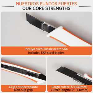 Cuchillo <span class=keywords><strong>Trincheta</strong></span> Industrial de Grado <span class=keywords><strong>Profesional</strong></span> FUMETAX, Cuchillo Multiusos de Alta Calidad para Bricolaje, Afilado, 130 mm, Acero Inoxidable, OEM - Product Image 6