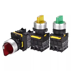 wholesales LA series 22mm momentary latching rotary swith with led indicator light waterproof on off knob switch 110V