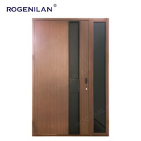 Portes de sécurité modernes en bois de Foshan Rogenilan, portes extérieures, porte d'entrée en aluminium pour maison