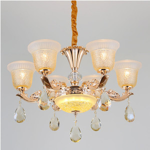 JYLIGHTING lusso chiaro lampadario di cristallo Vintage in lega di zinco ciondolo con paralume in vetro all'ingrosso luci soggiorno - Product Image 5