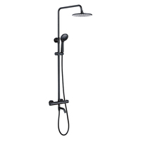 Kaiping usine salle de bain ensemble de douche mur exposé robinet de douche eau chaude froide robinet 3 voies finition noire laiton bain douche mélangeur