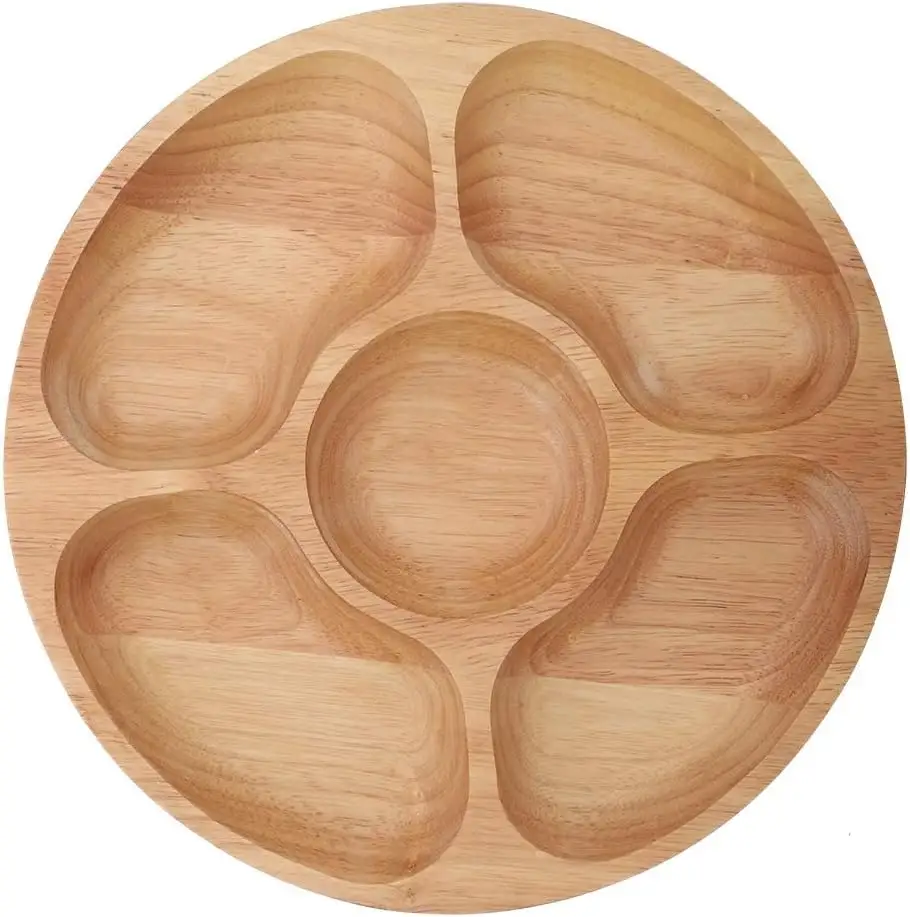 Placa divisoria de madera para adultos y niños, placa de control de sección circular de desayuno, reutilizable