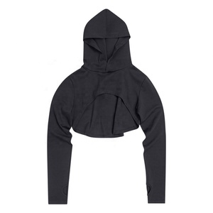 Fitness Wear Ropa de entrenamiento para mujer Camiseta de Yoga de manga larga Chal deportivo Sudadera con capucha con orificio para el pulgar - Product Image 4