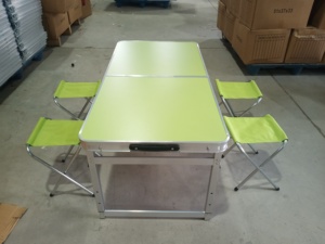 Tavolo Pieghevole con 4 Sedie, Set da Picnic in <span class=keywords><strong>Alluminio</strong></span> per <span class=keywords><strong>Campeggio</strong></span>, Spiaggia, Feste ed Eventi - Product Image 3