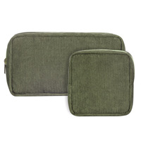 Pochette de maquillage en velours côtelé, design tendance, portable, cadeau pour femme, sac cosmétique, couleur unie, imperméable, léger, avec fermeture éclair