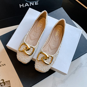 2025 printemps chaussures plates soirée brise une étape bateau dentelle diamant femmes chaussures simples grandes femmes chaussures simples - Product Image 3