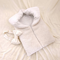 Couverture d'emmaillotage pour bébé moderne en fausse fourrure Teddy, imprimée, sac de couchage pour nouveau-né et couverture de poussette avec rembourrage en coton