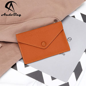 Porte-monnaie AndoBag à motif litchi pour femmes, portefeuille fin en cuir de vache véritable, portefeuilles courts 2215 - Product Image 1