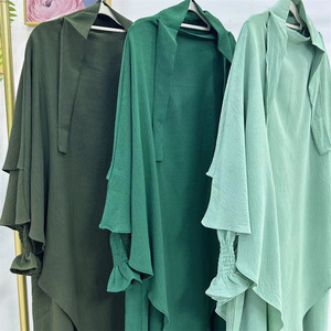 Zifeng OEM <span class=keywords><strong>Nina</strong></span> Ropa Islamica Eid élégant plaine dubaï turc couleur unie hijab robe ouverte ensemble de deux pièces - Product Image 3