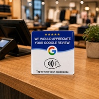 Support d'affichage pour carte NFC Google Review en acrylique époxy avec puce NFC213 sans contact, personnalisable, pour cartes cadeaux et commentaires multimédias, idéal pour les petites entreprises