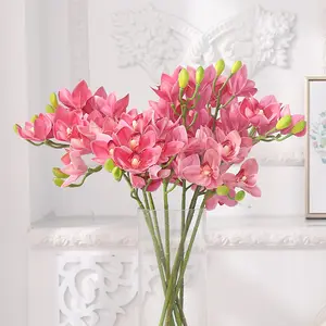 CC053 Hui Orchid Artificial Flowers Plants Greenery For Wedding Decorations And Ornamental 3D Artificial Faux Silk Flowers