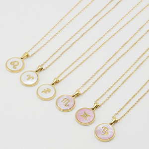 12 Horoscopes pendentif zodiaque bijoux en acier inoxydable pour femmes et hommes pendentif en perles de coquillage 12 constellations collier - Product Image 4