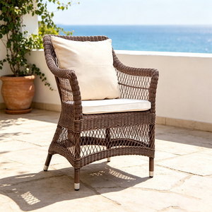 Sillas de Jardín, Sillón de Exterior, Ratán Marrón Tejido Antideslizante, Sillas de Ratán Elegantes, Poltrona para Cafetería y Bodega - Product Image 1
