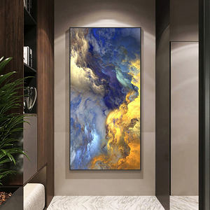 Arte de Pared Abstracto Nórdico con Nubes y Niebla Dorada y Azul, Lienzos, Pósters e Impresiones, Cuadros de Fantasía, Decoración para Sala de Estar y Hogar - Product Image 5
