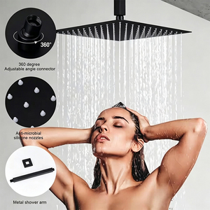 Eingebautes Regenduschset aus Edelstahl in Schwarz zur Wandmontage mit Keramikventil für Badezimmer, Villa, Hotel, Apartment, <span class=keywords><strong>Brause</strong></span> - Product Image 3