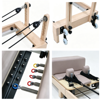 Reformer Pilates en Chêne Massif Réglable, Portable et Durable, Machine d'Entraînement de Fitness avec Options de Couleur Personnalisées pour Usage Domestique et en Studio