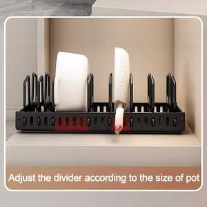 Support de rangement pour casseroles rétractable en acier à un niveau sous l'armoire organisateur de cuisine avec couvercle <span class=keywords><strong>coulissant</strong></span> support pour casseroles en métal - Product Image 3