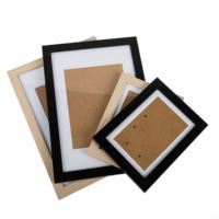 Cadre photo en MDF couleur bois naturel, vertical ou horizontal, pour table ou mur, avec passe-partout blanc