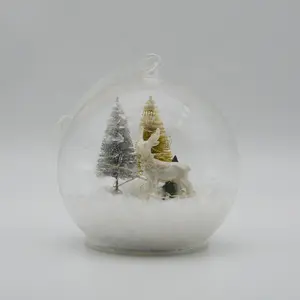 手工4英寸玻璃球100批发透明玻璃圣诞球摆件