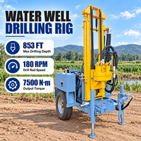 Foreuse de puits d'eau portable remorquable 853 pieds 100HP pour usage industriel machine de forage de puits d'eau