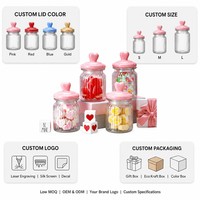 Pot de conservation en verre avec couvercle en céramique en forme de cœur, bocal en verre transparent à nervures verticales, pot à bonbons et biscuits pour la cuisine, rangement alimentaire, cadeau