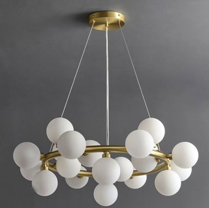 <span class=keywords><strong>Lampadario</strong></span> Moderno Personalizzato <span class=keywords><strong>con</strong></span> 37 <span class=keywords><strong>Sfere</strong></span> di Vetro, Grande Dimensione, in Ferro Dorato o Nero (D715-37) - Product Image 5
