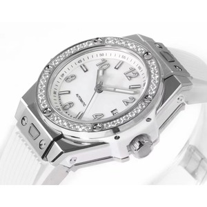 Reloj mecánico automático de lujo para hombre y mujer, correa de silicona blanca, bisel con diamantes de imitación, reloj de pulsera deportivo de acero inoxidable a la moda - Product Image 4