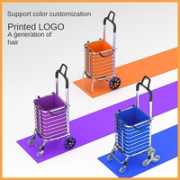 Chariot de courses pliable à huit roues en aluminium, avec revêtement en poudre, pour la maison, chariot à main pour monter les escaliers, petite remorque