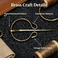 Broche Penannulaire en Laiton Massif Martelé à la Main, Épingle à Châle Vintage, Attache de Foulard Médiévale Forgée à la Main, Vente en Gros, Cadeau