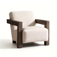 Fauteuil de salon ergonomique minimaliste en velours uni avec accoudoirs larges, fauteuil d'appoint individuel pour salon et chambre à coucher