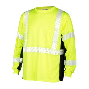 Maglietta di Sicurezza ad Alta Visibilità ANSI Classe 3 a Maniche Lunghe, T-Shirt da Lavoro per Edilizia, <span class=keywords><strong>Magliette</strong></span> Riflettenti di Sicurezza all'Ingrosso - Product Image 1