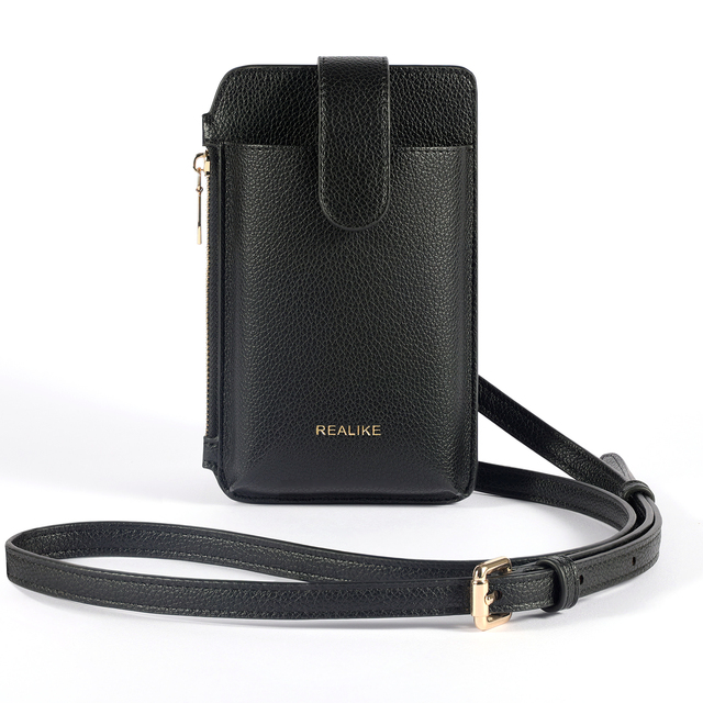 Pebbled Vertical Womens Faux Leather Crossbody Mobile Phone Bags Classic Phone Purse Pouch Women's Shoulder Bags Zipper Pocket