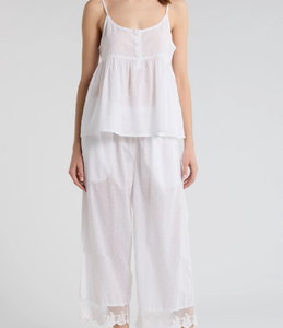 Ensemble de pyjamas deux pièces blancs pour filles, vêtements d'intérieur, vêtements de nuit pour femmes, pyjama à pois suisses tendance et mignon, vente chaude - Product Image 1